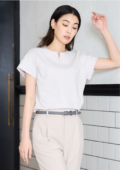 キャリーマンストレッチノーカラージャケット シルケットポンチフロントVデザインTシャツ