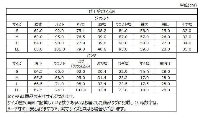 サイズチャート