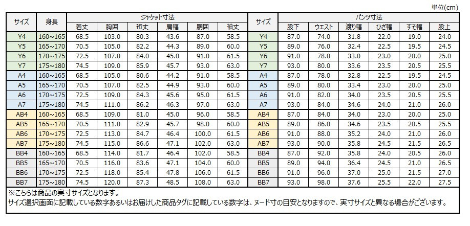 サイズチャート