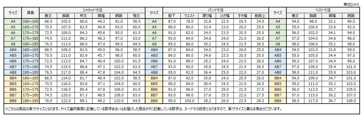 サイズチャート