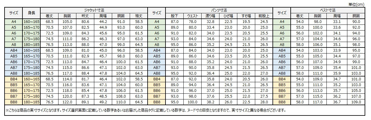 サイズチャート