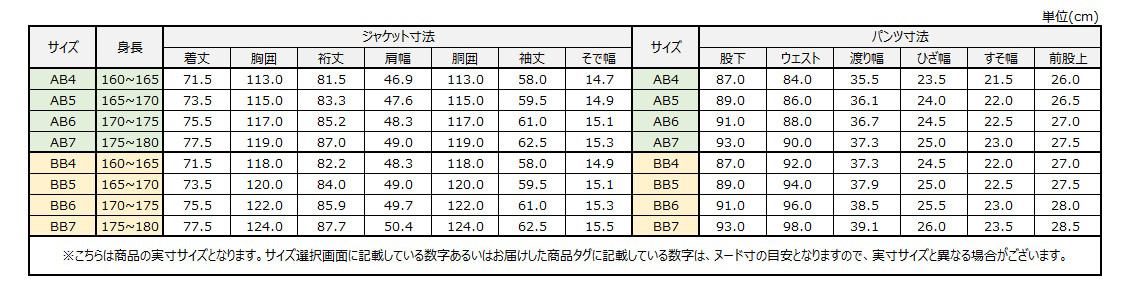 サイズチャート