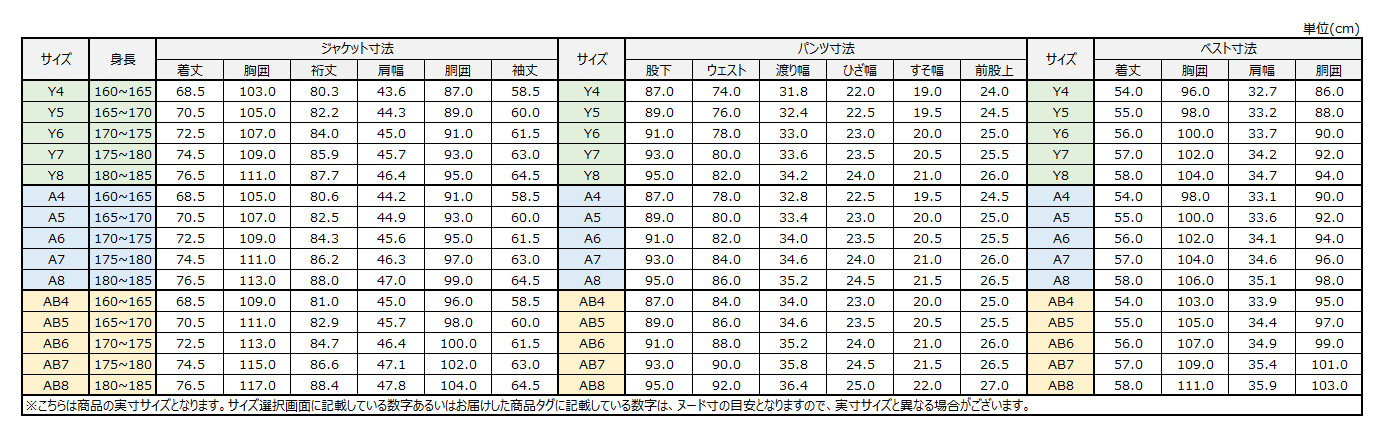 サイズチャート