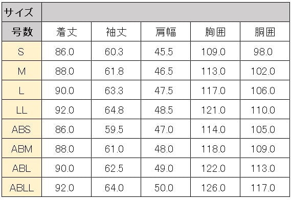 サイズチャート