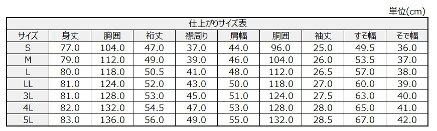 サイズチャート