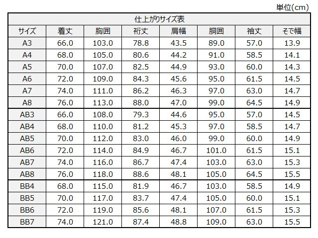 サイズチャート