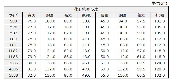 サイズチャート