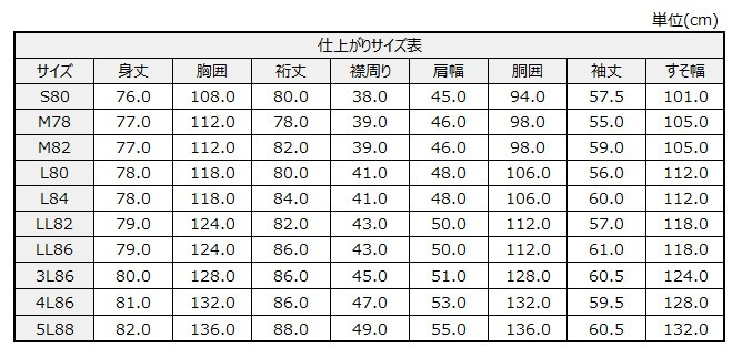サイズチャート
