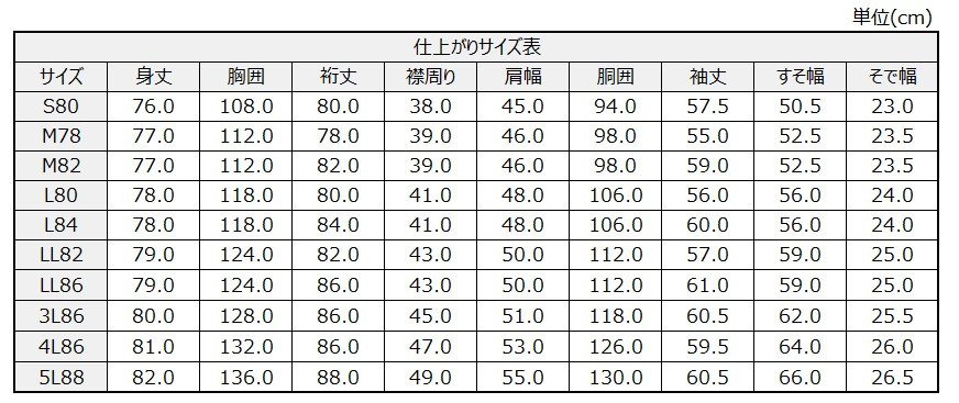 サイズチャート