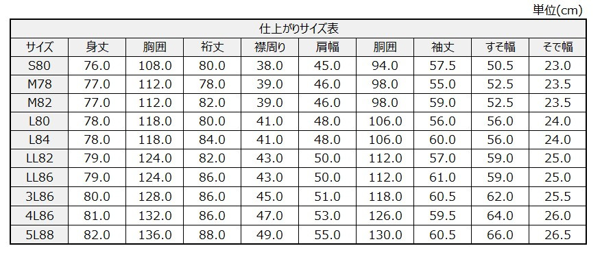 サイズチャート