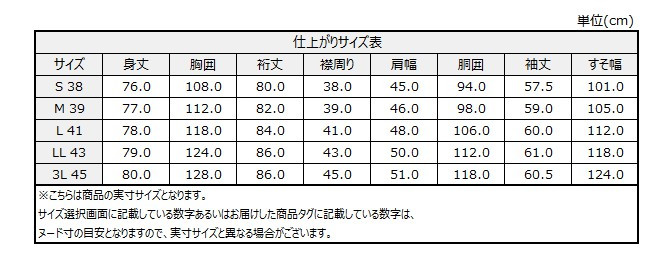 サイズチャート