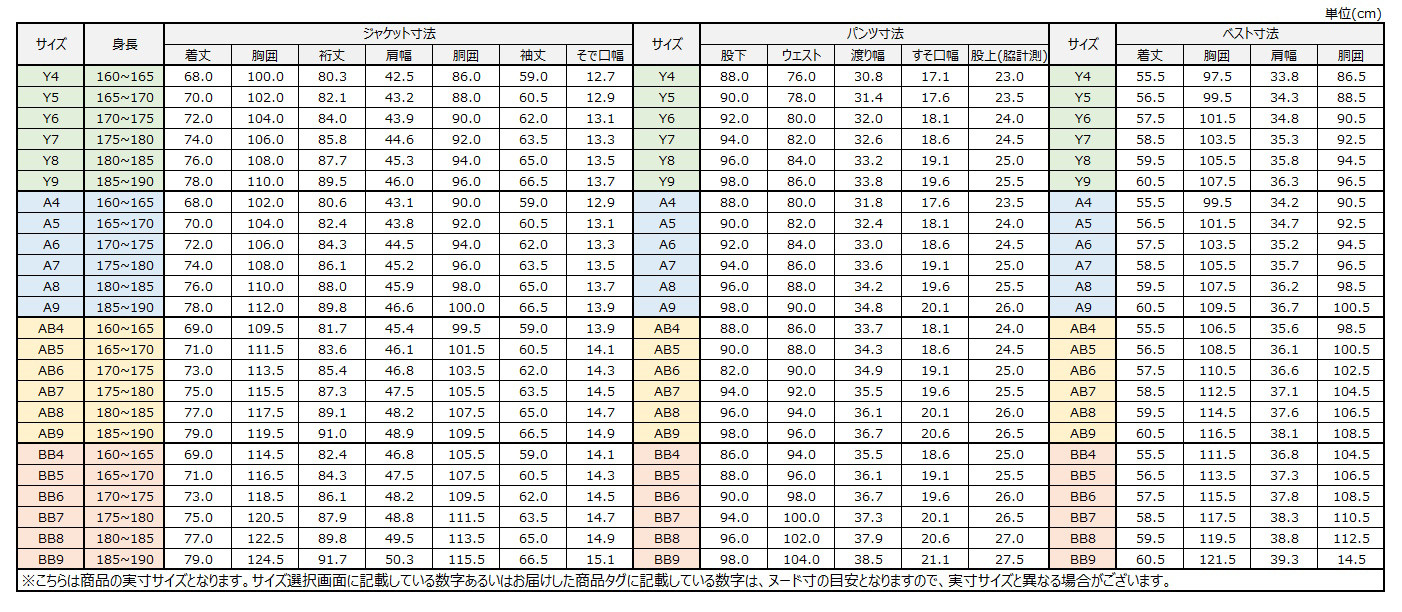 サイズチャート