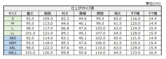 サイズチャート