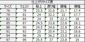 サイズチャート