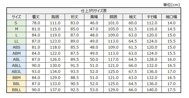 サイズチャート
