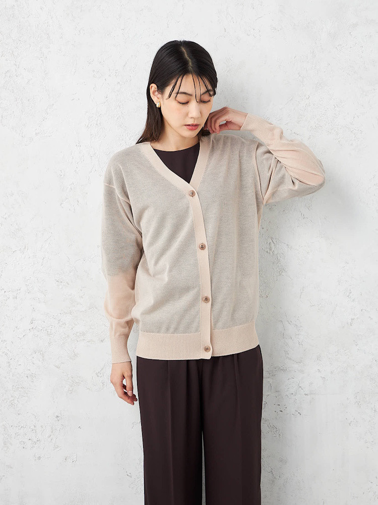 【INDIVI】シアーカーディガンウォッシャブル春夏