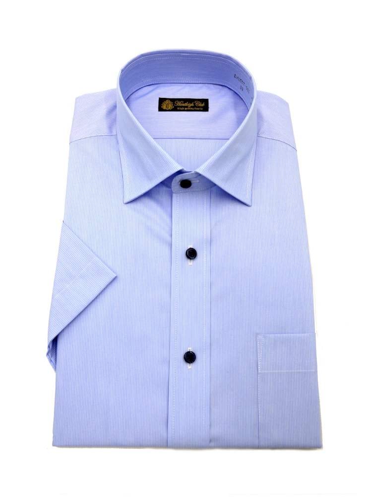 【形態安定】半袖ワイシャツセミワイドストライプハントレークラブ春夏