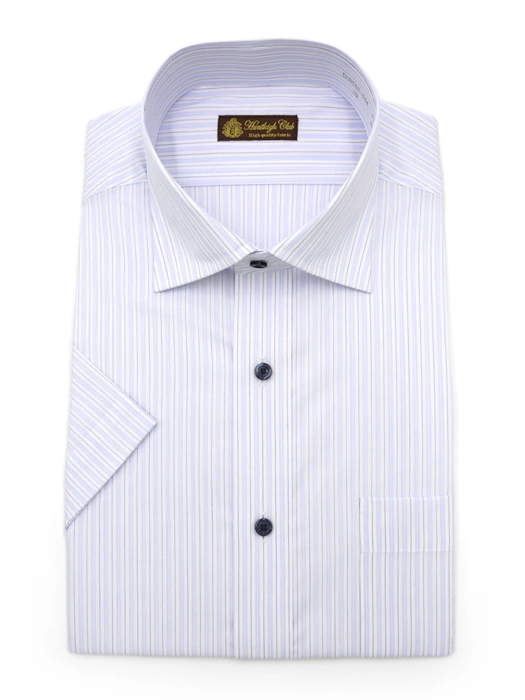 【形態安定】半袖ワイシャツセミワイド柄物ハントレークラブ春夏