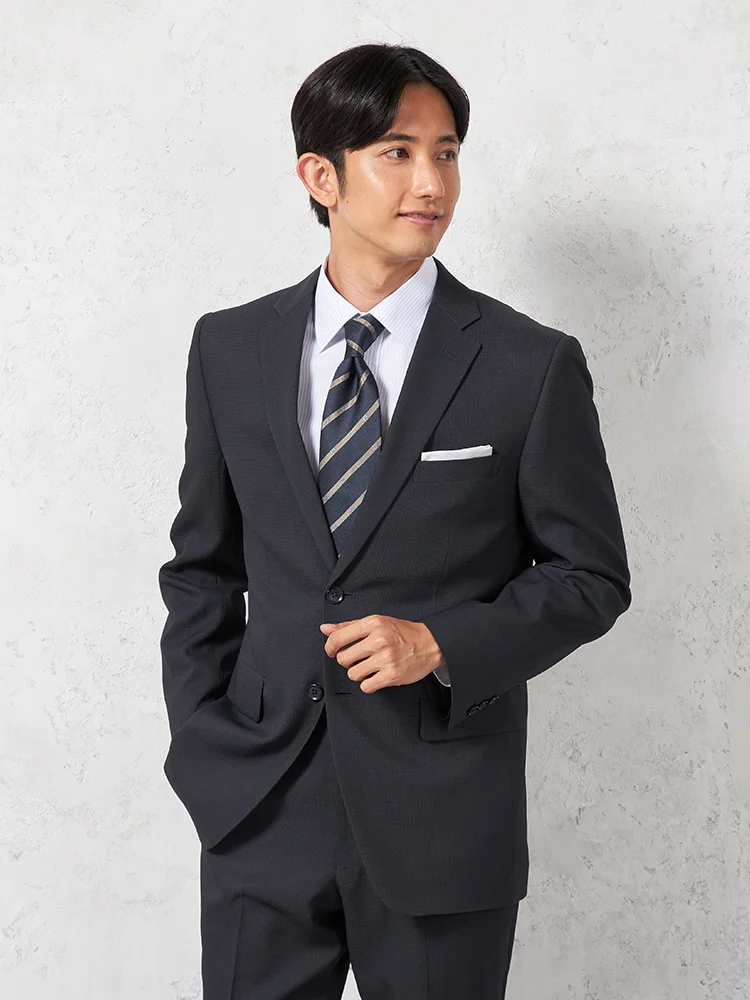 【上下ウォッシャブル】スーツ2つボタンノータックイージーケアマイクロチェックビバリーヒルズポロクラブ通年