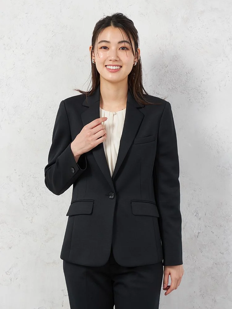【i-suit-アイスーツ-】エアリーニットジャケット1つボタンウォッシャブルストレッチ無地秋冬【レディース】