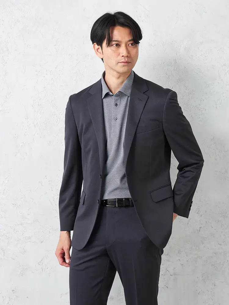 ニットジャケットトリコット２つボタンウォッシャブルストレッチ春夏