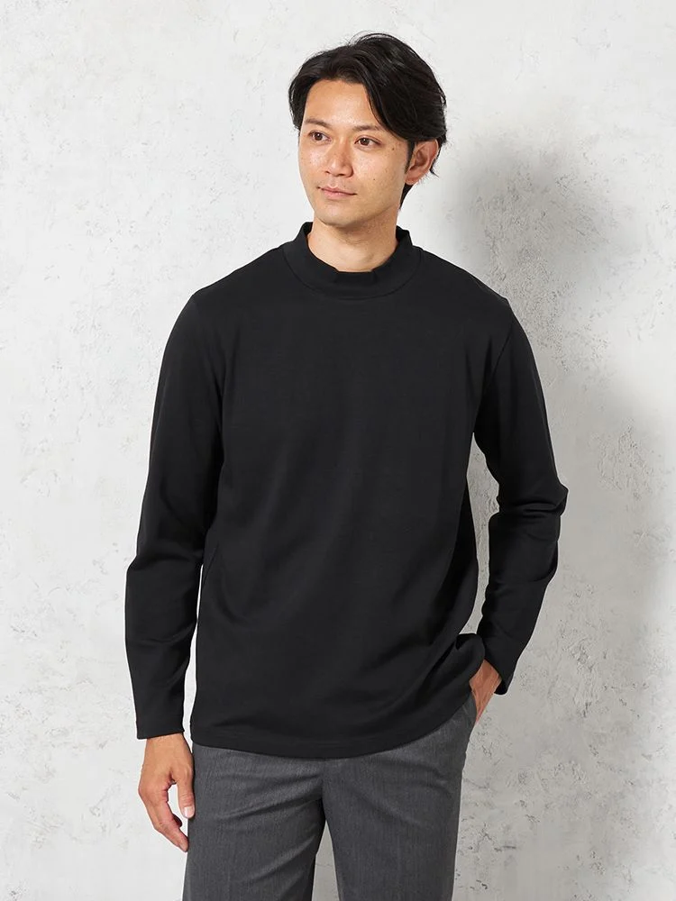 【抗菌防臭】シルケットスムースモックネックTシャツカジュアルインナー無地gim通年