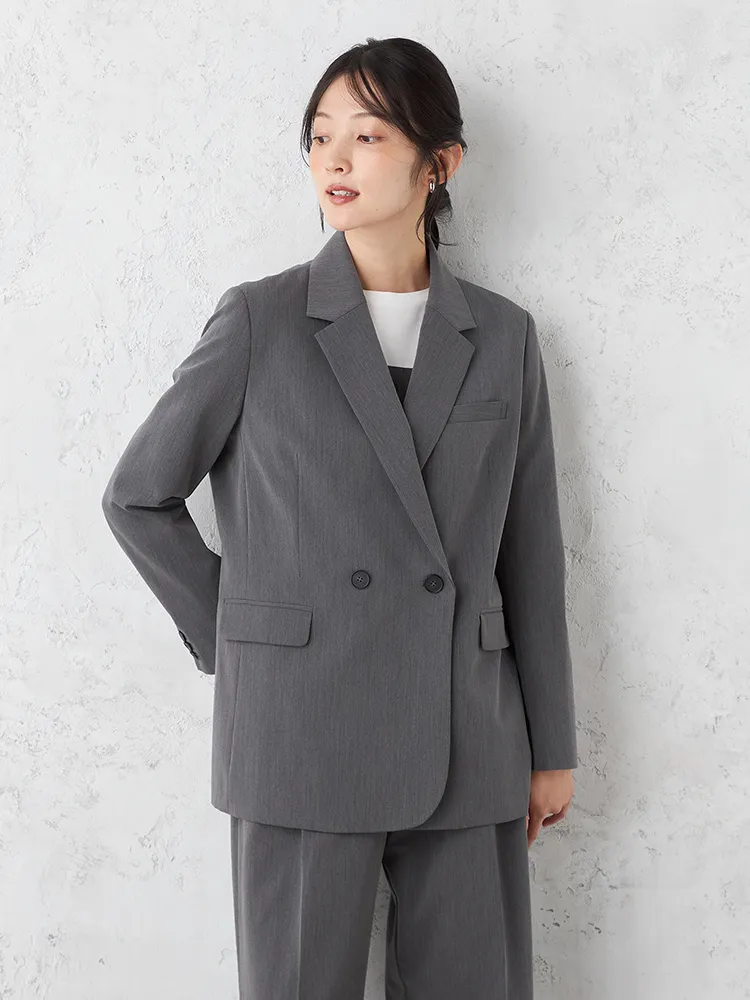 【ONCLOSET】T/Rダブルジャケット無地ウォッシャブルストレッチ秋冬【レディース】