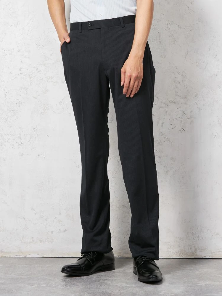 【ウォッシャブル】パンツスラックスノータック【i-Pants-アイパンツ-】ストレッチ速乾ストライプリッケンバッカー春夏