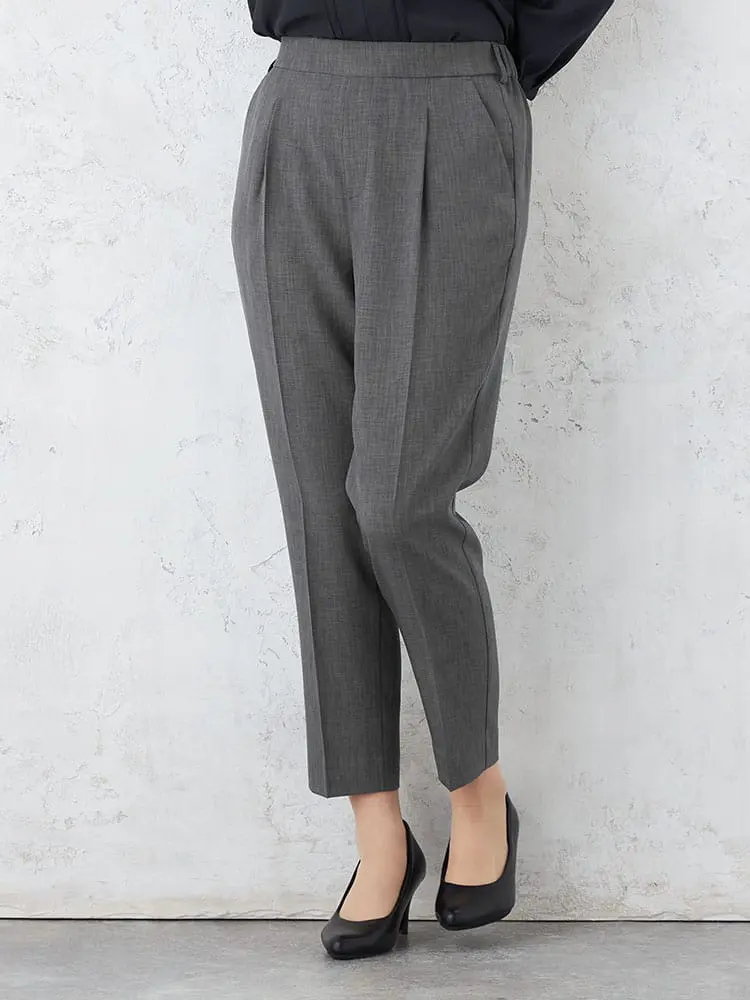 【WALKPLUS】高通気リネンライクシンプルタックテーパードパンツフルレンワンタックウォッシャブル春夏【レディース】