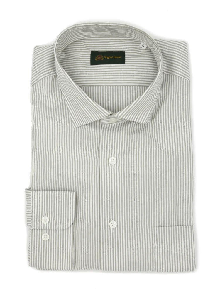 【綿100％】長袖ワイシャツイージーケアドレカジワイドカラーストライプリージェントハウス