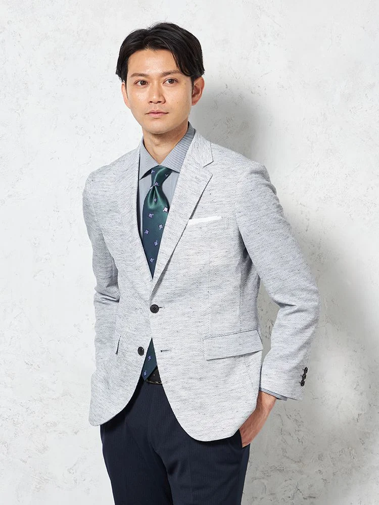 【i－Jacket-アイジャケット-】ジャケット2つボタン尾州ニット素材ウォッシャブルバーズアイリッケンバッカー春夏
