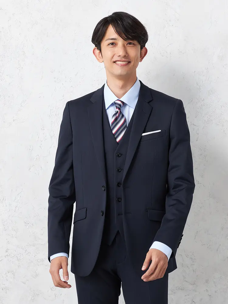 【ＮＥＲＯ】ｉ‐Ｓｕｉｔスリーピースニットスーツ２つボタンシャドウストライプｎｅｒｏスリム上下ウォッシャブルノータック通年