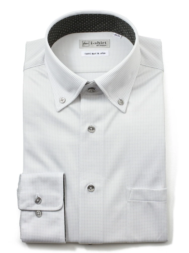 【完全ノーアイロン】長袖アイシャツボタンダウン刺し子風ワイシャツi-shirt通年