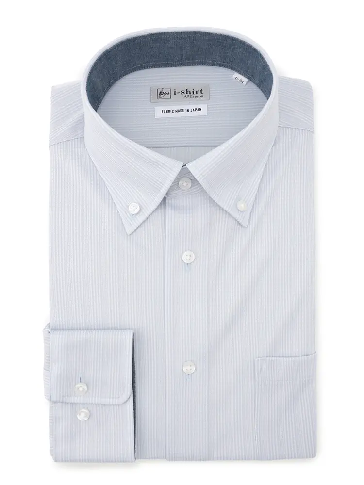 【アイシャツ】長袖Ｙシャツボタンダウンチェック抗菌加工吸汗速乾形態安定通年