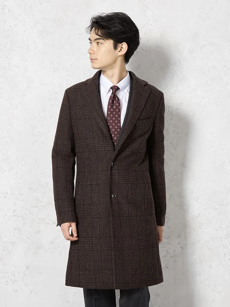 【中綿ダウン】コートダウンチェスターコートdiPray社インポート素材チェックS＆MBLUELABEL秋冬