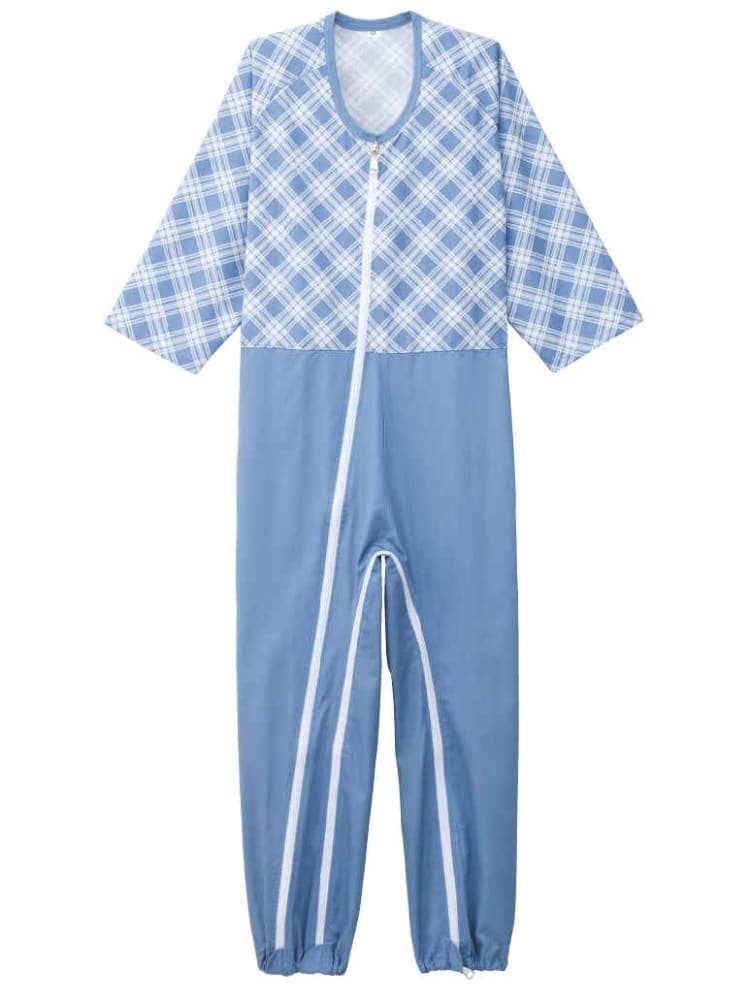 男女兼用介護用フルオープンつなぎパジャマ／介護／入院／施設／シニア／高齢者／紳士／婦人／おむつ交換／敬老の日／ギフト／プレゼント【CF】