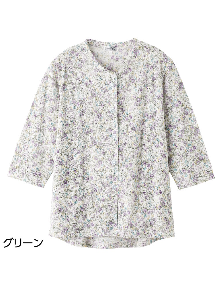 レディースカット7分袖マグネット釦カーディガン(指先ストレッチ)／婦人用／前開き／ポロシャツ／カーディガン【CF】