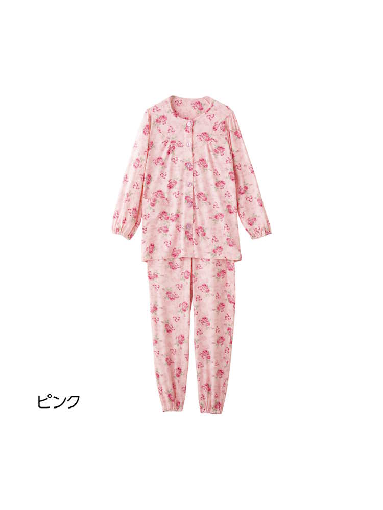 レディース大きめボタンストレッチパジャマ大きめサイズ【CF】