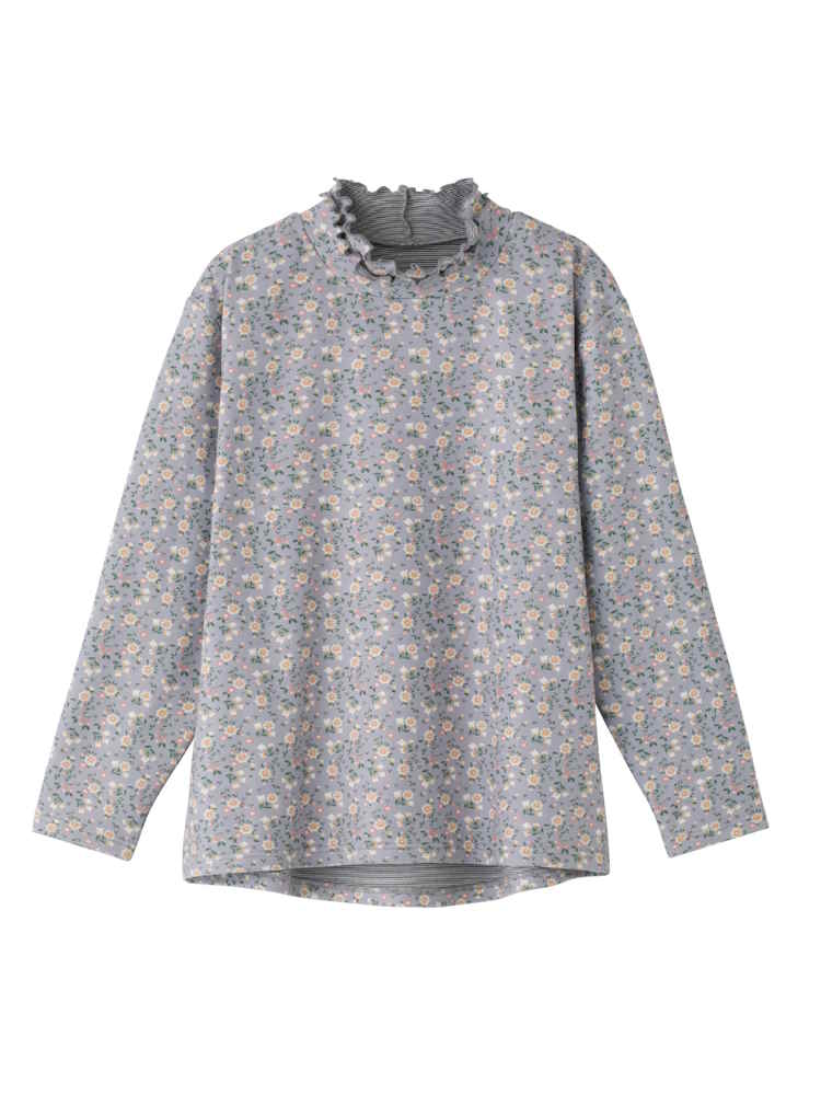【秋冬】【あったか】もちもち裏微起毛後ろ長めＴシャツ２／婦人用／レディース／高齢者／シニア／名前記入欄付／洗濯機OK／乾燥機OK（低温）／プレゼント／ギフト【CF】