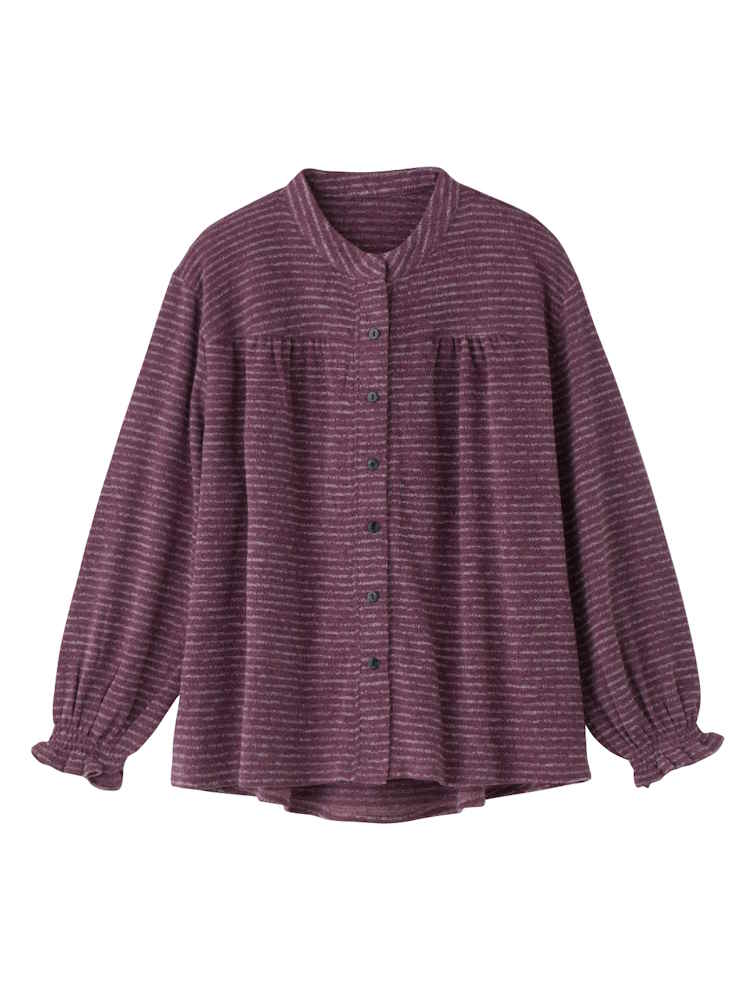 【秋冬】【前開き】ウールタッチ隠れファスナーブラウス／婦人用／レディース／高齢者／シニア／後ろ長め／名前記入欄付／ゆったり／プレゼント／ギフト【CF】