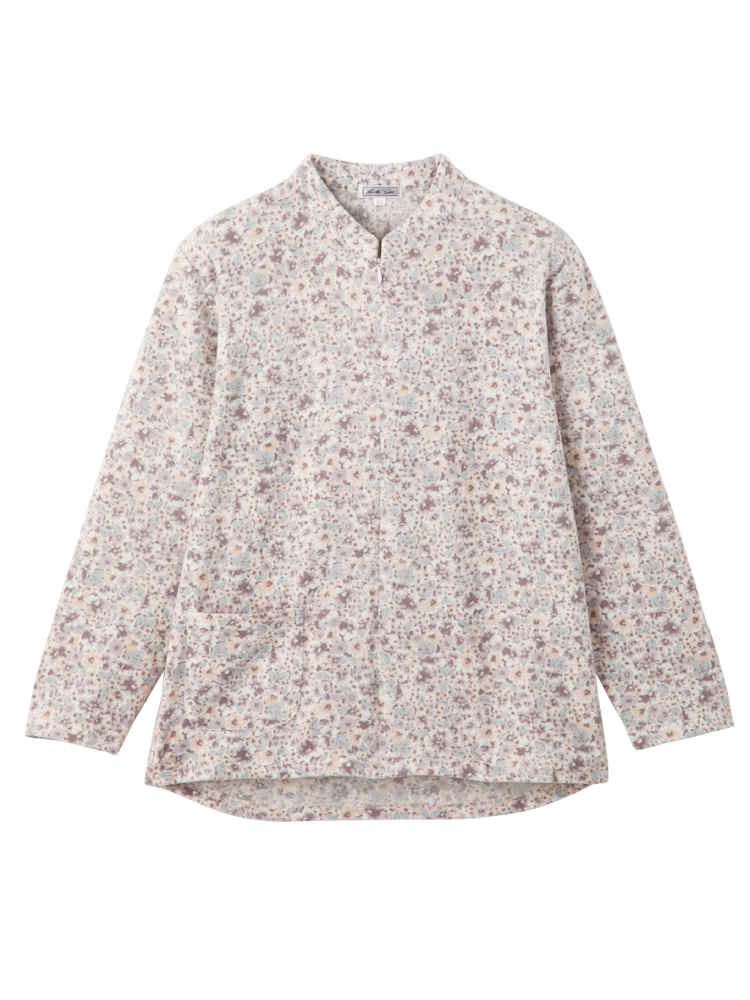 【前開き】【秋冬】ロングファスナーあったかＴシャツ３／婦人用／レディース／高齢者／シニア／洗濯機OK／後ろ長め／名前記入欄付／前ポケット／ゆったり／おしゃれ／ギフト／プレゼント【CF】