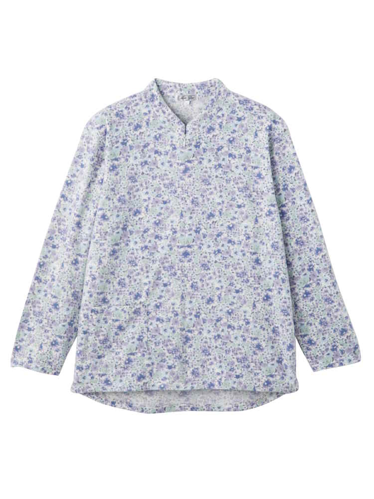 【前開き】【秋冬】ロングファスナーあったかＴシャツ３／婦人用／レディース／高齢者／シニア／洗濯機OK／後ろ長め／名前記入欄付／前ポケット／ゆったり／おしゃれ／ギフト／プレゼント【CF】