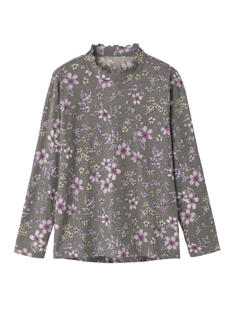 【日本製】【ゆったり】背中ゆったり着心地あったかＴシャツ３／婦人用／レディース／高齢者／シニア／秋冬／後ろ長め／名前記入欄付／お出かけ／ギフト／プレゼント【CF】