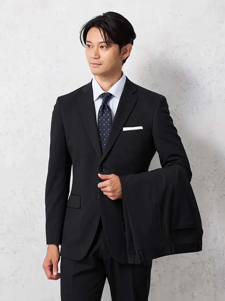 【タニタ】 ２パンツ ニット スーツ ２つボタン ストライプ 上下ウォッシャブル ノータック 秋冬